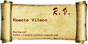 Remete Vilmos névjegykártya